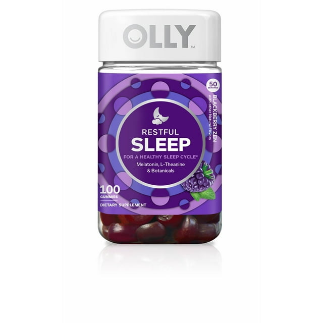 Olly Restful Sleep with Melatonin Gummies, Blackberry Zen, 100 Ct