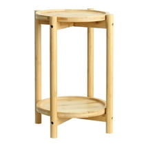 Olly & Rose Bamboo Stand - 2 Tier Plant Stand 12 Inch Diameter Wood Plant Stand