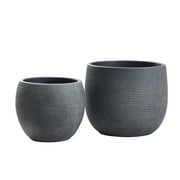 Olly & Rose Barcelona Ceramic Plant Pot Set 2 - Indoor & Outdoor Planters (Black)