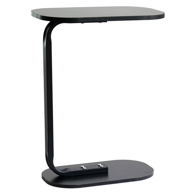 Olly & Rose C Shaped End Table - Premium Black Coffee Table and TV Dinner  Bedside Side Table 