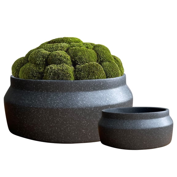 Olly & Rose Gray Round Gray Ceramic Cement Planters (2 Count)