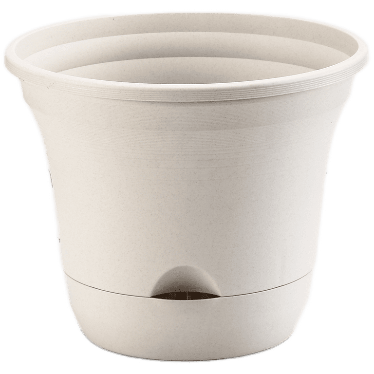 Olly & Rose Lazy Planters - 14 Inch Large Self Watering Plant Pot Ivory -  Large Frost Proof Plastic Planter - Indoor & Outdoor Extra Large (1 x 14")