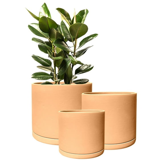 Olly & Rose Rome Terracotta Plant Pots Garden Planters Set 3 Indoor Outdoor Ceramic Plant Pots with Saucers