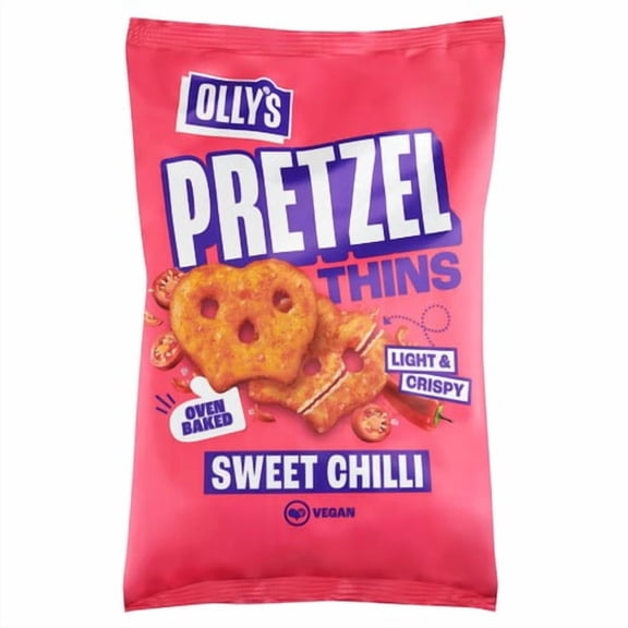 Olly's Pretzel Thins - Sweet Chilli 140g, British Import (Pack of 3)