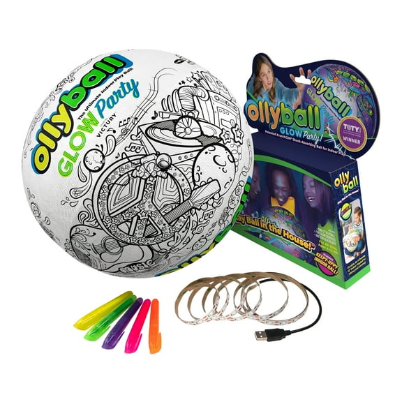 Ollyball Glow Party Inflatable Ball, Glow-in-the-Dark with LED Blacklight, 12" For All Ages