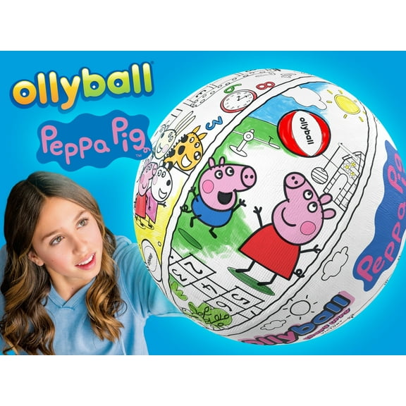 Ollyball Peppa Pig Indoor Play Ball Colorable with any Marker or Crayon. Patented for Safe Indoor Play. Winner of a Toy of the Year.