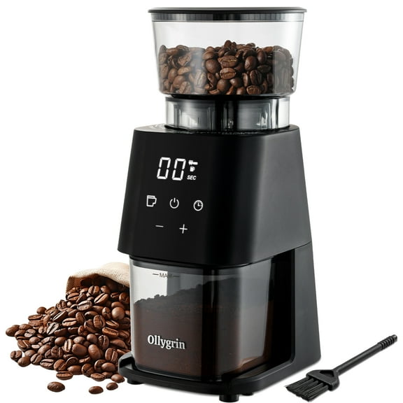 Ollygrin Conical Burr Coffee Grinder Electric Coffee Bean Grinder with LCD Screen 30 Grind Settings Burr Mill Grinder, 2-12 Cups