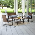 thumbnail image 1 of Olmia 5 Piece Outdoor Wicker Chair Conversation Set Spring Rocking Chair with Cushions,Pillows,Tables,Brown, 1 of 7