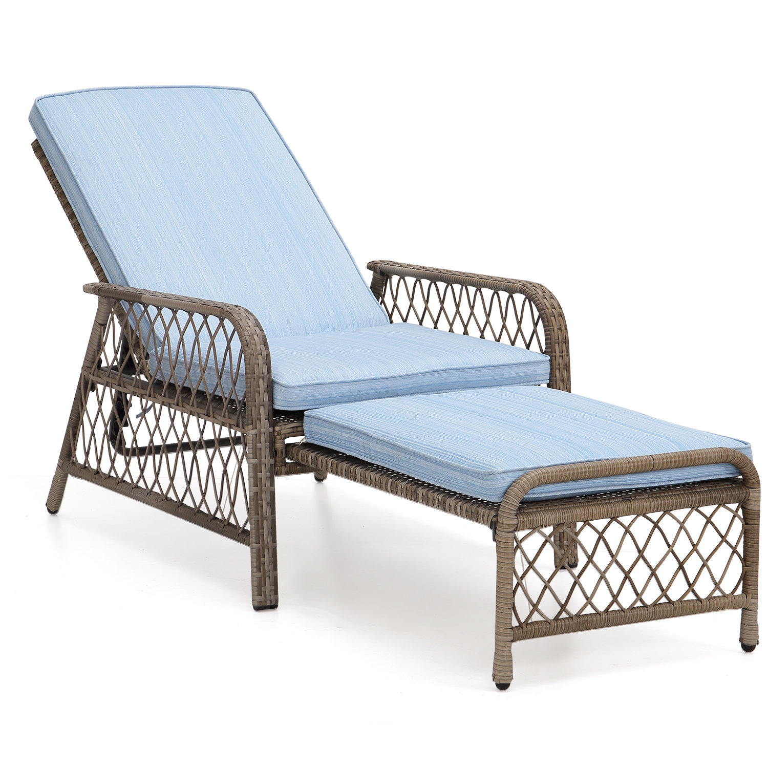 Olmia Adjustable Lounger Chair Outdoor, Wicker Rattan Patio Lounger