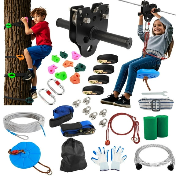 Olenyer 200FT Zipline for Backyard Kids and Adults Up to 400 lbs - Outdoor Zip Lines Kit