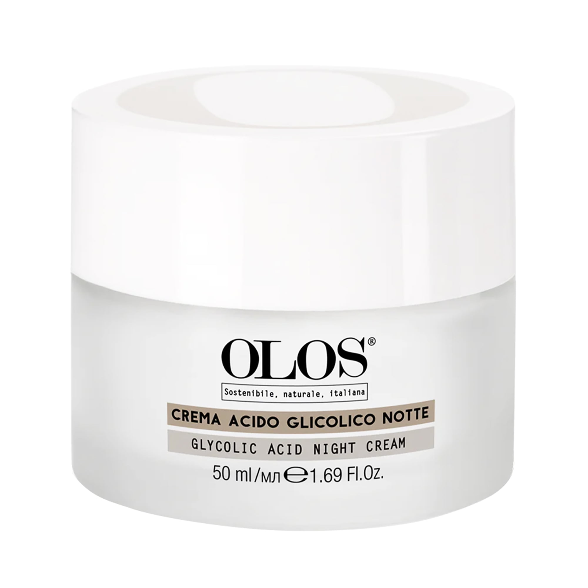 Olos Glycolic Acid Night Cream, Overnight Face Cream, 1.7 oz