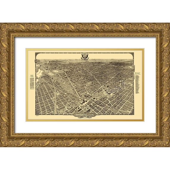 Olsen 14x10 Gold Ornate Wood Framed with Double Matting Museum Art Print Titled - Washington DC - Olsen 1921