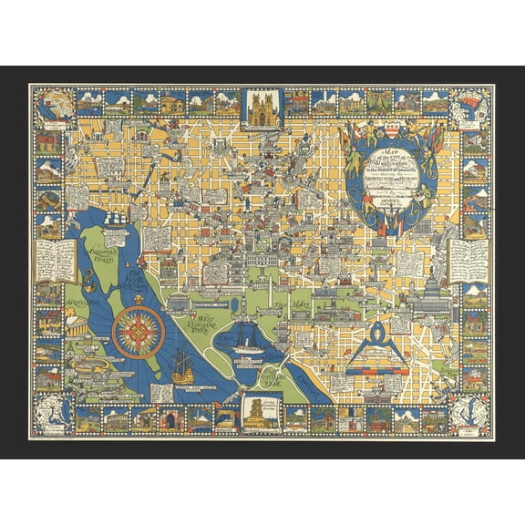 Olsen 1926 Pictorial Map Washington History Extra Large XL Wall Art Poster Print
