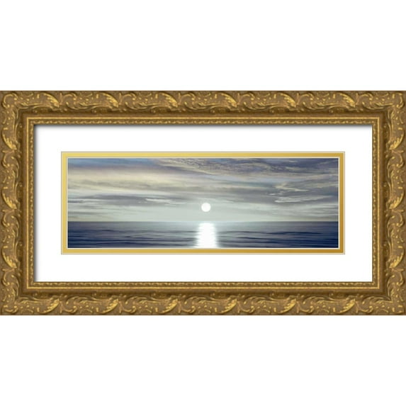 Olsen, Maggie 14x7 Gold Ornate Wood Framed with Double Matting Museum Art Print Titled - Sunlit Horizon II