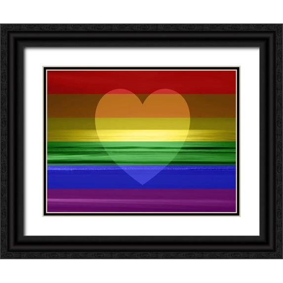 Olsen, Maggie 24x19 Black Ornate Wood Framed with Double Matting Museum Art Print Titled - Heartfelt Sunset