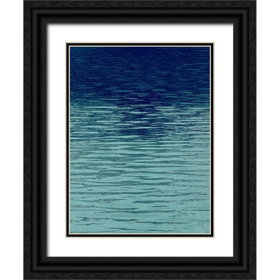 Olsen, Maggie 25x32 Black Ornate Wood Framed with Double Matting Museum Art Print Titled - Ocean Current Blue II
