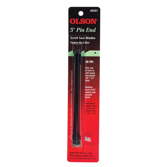 Olson 20TPI Regular Pin End Scroll Saw Blade (6 Count) SC40501