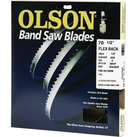 Olson Band Saw Blade FB14570DB - 6 TPI Skip Flex Back - 70-1/2 In.