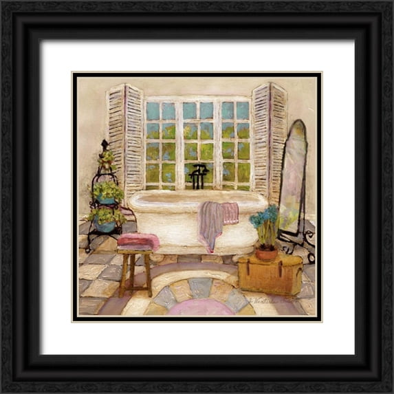 Olson, Charlene 12x12 Black Ornate Wood Framed with Double Matting Museum Art Print Titled - Sunny Day Bath II