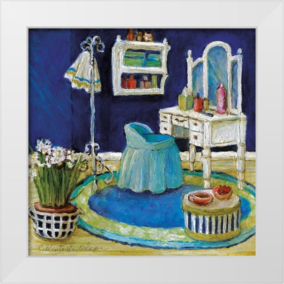 Olson, Charlene 12x12 White Modern Wood Framed Museum Art Print Titled - Blue Boudoir II
