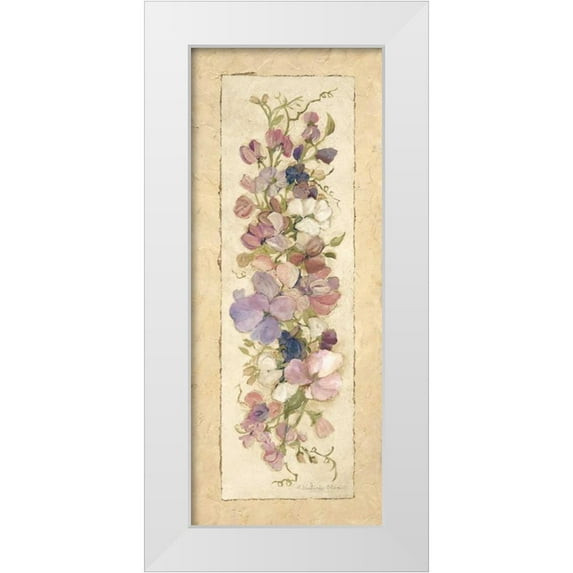 Olson, Charlene 12x24 White Modern Wood Framed Museum Art Print Titled - Sweetpeas for Annabelle II