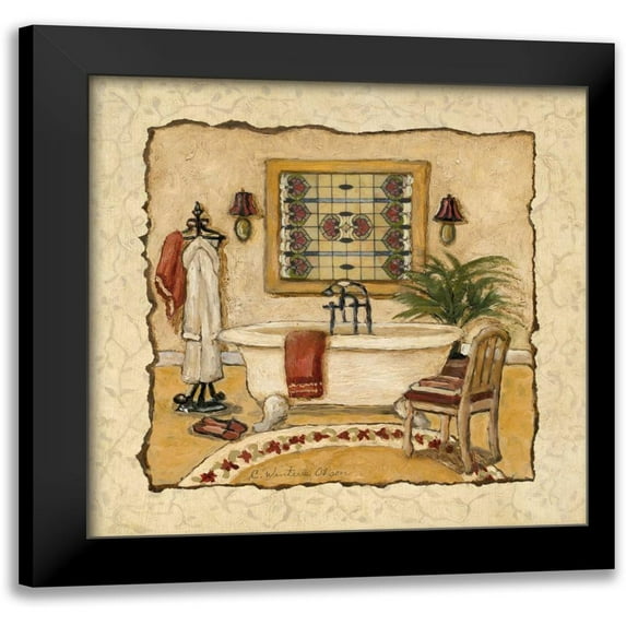 Olson, Charlene 15x15 Black Modern Framed Museum Art Print Titled - Art Deco Bath II