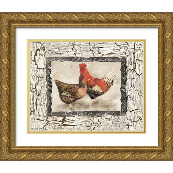 Olson, Charlene 18x15 Gold Ornate Wood Framed with Double Matting Museum Art Print Titled - Fowl Play I