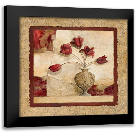 Olson, Charlene 20x20 Black Modern Framed Museum Art Print Titled - Cinq Tulipes