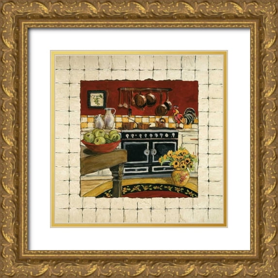 Olson, Charlene 26x26 Gold Ornate Wood Framed with Double Matting Museum Art Print Titled - Cozy Cooking II