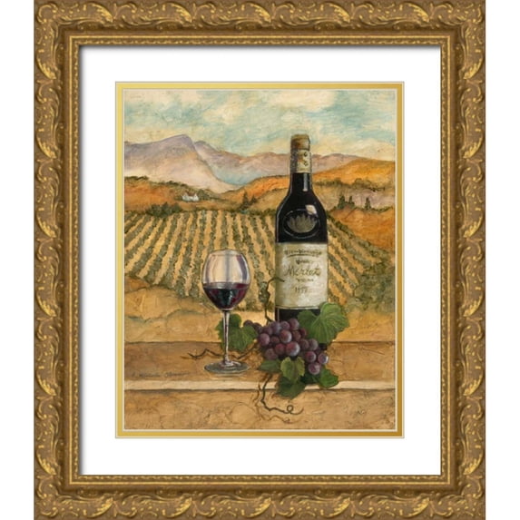 Olson, Charlene 26x32 Gold Ornate Wood Framed with Double Matting Museum Art Print Titled - Merlot