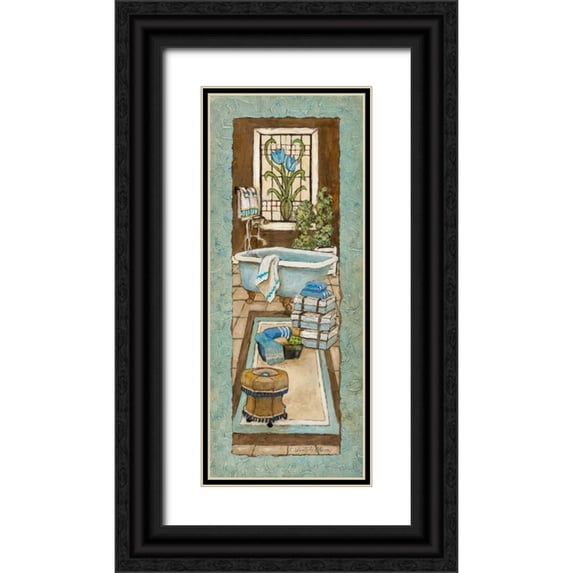 Olson, Charlene 8x14 Black Ornate Wood Framed with Double Matting Museum Art Print Titled - Bain de Blue I