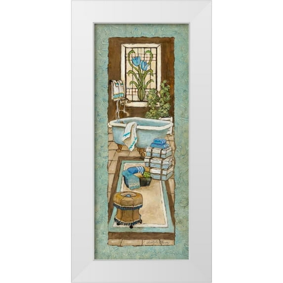 Olson, Charlene 8x14 White Modern Wood Framed Museum Art Print Titled - Bain de Blue I