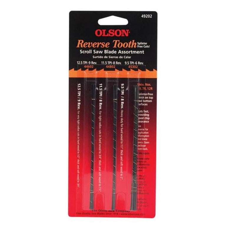 Olson FR49202 Reverse Tooth Scroll Saw Blades – 5-Inch Assortment Pack For Precision Woodworking