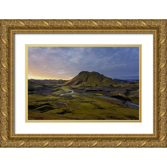 Olsson, Ronny 18x13 Gold Ornate Wood Framed with Double Matting Museum Art Print Titled - Iceland Highlands