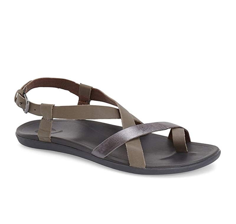 OluKai Women's Upena Sandal, Charcoal/Pewter, 9 B(M) US