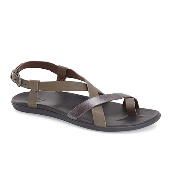 OluKai Women's Upena Sandal, Charcoal/Pewter, 9 B(M) US