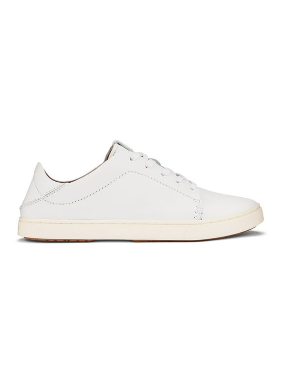 OluKai Womens Pehuea Li Ili Leather Sneaker White/White - 20433-4R4R WHITE/WHITE