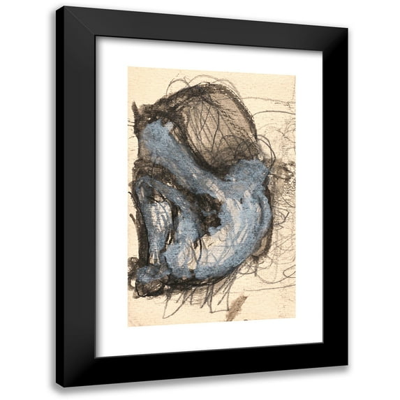 Oluf Hartmann 11x14 Black Modern Framed Museum Art Print Titled - Study of Kneeling, Bent Figure (1878 - 1909)