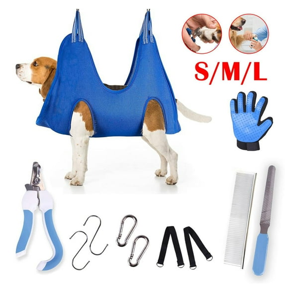 Olurrisa 12 in 1 Dog Grooming Hammock Harness for Cats, Durable and Comfortable Pet Grooming Hammock, Helper for Nail Trimming Dog Sling, Space Large Dogs