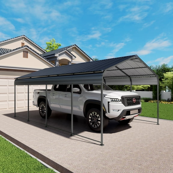 Olurrisa 12x20 FT All-Steel Carport with Galvanized Roof, Heavy Duty Outdoor Shelter for Cars, Trucks, Boats and Events, Easy Assembly Metal Garage