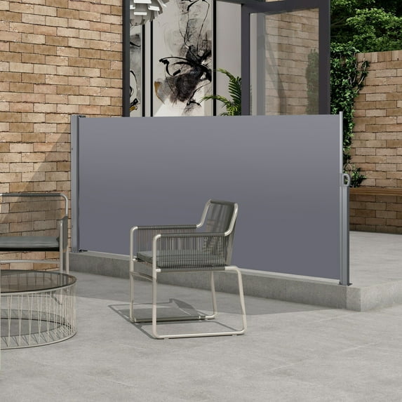 Olurrisa 138" Retractable Side Awning, Waterproof & UV-Resistant Privacy Screen for Balcony, Patio & Garden , Grey