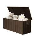 thumbnail image 1 of Olurrisa 190 Gallon Metal Deck Box, Waterproof Steel Outdoor Box, Lockable Storage Bench for Porch Package Delivery, Pillows, Cushions, Pool, Tools, Backyard, Brown, 1 of 7
