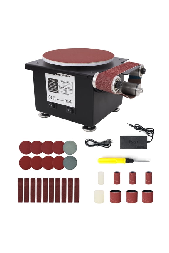 2 in 1 Mini Belt Disc Sander,Bench Grinder Small Spindle Sander Machine for Wood Metal Stone Diy Grinding,Adjustable Speed Electric Sander