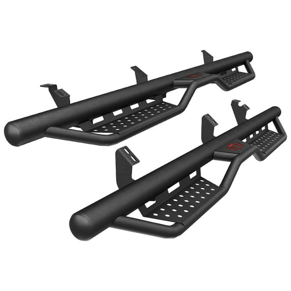 Olurrisa 2024-2025 Toyota Tacoma Side Steps, 2-Piece Drop Down Nerf Bars with Dual-Stair Layout, Black & Red Carbon Steel, 550 lbs Capacity