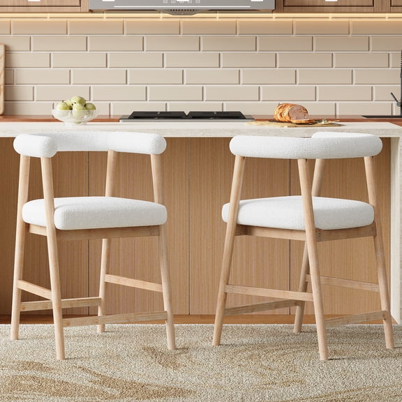 Olurrisa 25'' Seat Height Bar Stools with Back, Comfortable Counter Stools for Kitchen Island/Dining Room, Set of 2