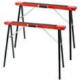 thumbnail image 1 of Olurrisa 275lb Heavy Duty Sawhorse Pair - Foldable Steel Work Horses with Non-Slip Surface & Carry Handle (Red & Black, Fully Assembled), 1 of 1