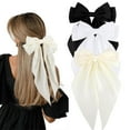 thumbnail image 1 of Olurrisa 2Pcs Big Bow Hair Clips, Silky Satin Hair Bow Barrettes Long Tail Hair Ribbon Accessories Elegant Hair Bows for Women Girls (White & Black & Beige), 1 of 8