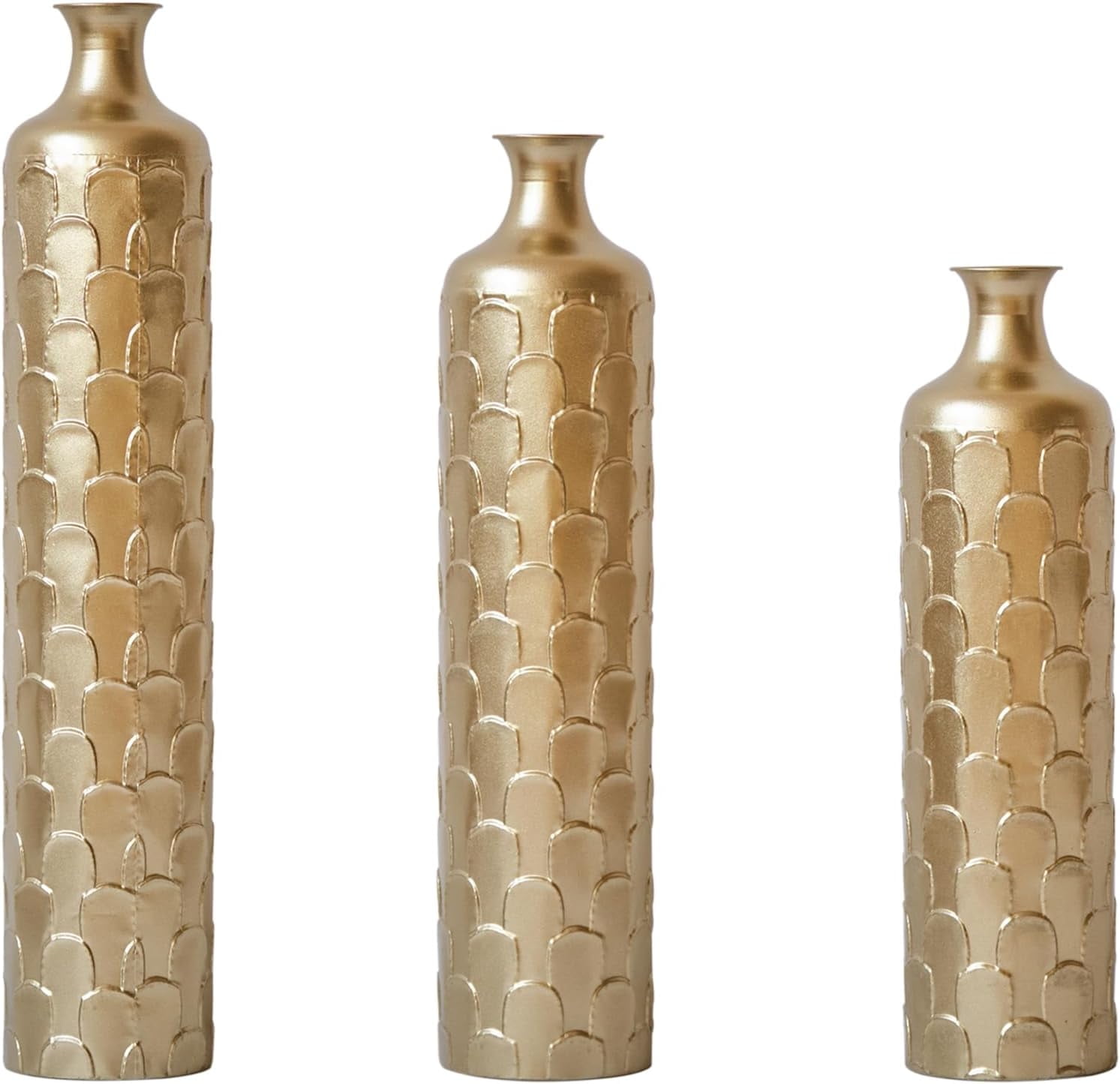 Olurrisa 3-Piece Golden Geometric Cylinder Metal Vase Set – Antique ...