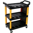 thumbnail image 1 of Olurrisa 3 Tier Rolling Auto Detail Cart With Wheels,With Panel & Hook,for Detailers Garage, Workshop, Repair Shop, Storage Tool, Yellow&Black, 1 of 9