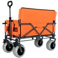 thumbnail image 1 of Olurrisa 3-in-1 Folding Wagon with Bench Seat – 500lbs Capacity, 9"x4" Beach Tires for Camping & Beach, orange, 1 of 8